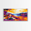 Wine and Sunset, Coastal Vineyard Art, Framed Canvas Print, Kitchen Wall Decor, Rustic Countryside Art, Tuscany Inspired