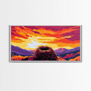 Bird Nest, Vibrant Sky Art, Nature Landscape, Sunset Glow, Warm Home Decor, Framed Canvas Print, Rustic Wall Art, Living Room Accent