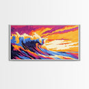 Ocean Wave, Vibrant Seascape, Surf Art, Coastal Home Decor, Bold Wave Print, Framed Canvas Print, Beach Wall Art, Nautical Decor