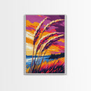 Sunset Field, Tall Grass, Vibrant Sky, Bold Colors, Framed Canvas Print, Modern Farmhouse Art, Living Room Wall Art, Autumn Landscape