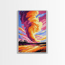 Fiery Clouds, Dramatic Sky, Sunset Storm, Nature Art, Framed Canvas Print, Living Room Decor, Unique Wall Art, Landscape Painting