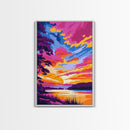 Colorful Evening, River Sunset Painting, Bold Nature Art, Dreamy Landscape, Canvas Print, Bedroom Wall Art, Modern Home Decor
