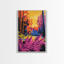 Enchanted Forest, Colorful Nature Scene, Vibrant Trees, Dreamy Woodland, Framed Canvas Print, Living Room Wall Art, Boho Aesthetic