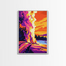 Fire in the Sky, Dramatic Sunset Painting, Wildfire Landscape, Bold Art Print, Canvas Print, Unique Office Decor, Nature Inspired Art