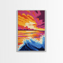 Ocean Waves, Sunset at Sea, Bold Seascape, Vibrant Water Art, Canvas Print, Nautical Home Decor, Beach House Wall Art, Coastal Style
