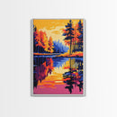 Reflections, Fall Landscape, Colorful Nature, Framed Canvas Print, Home Decor, Living Room Art, Vibrant Wall Art, Autumn Water Scene