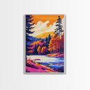 Mountain Lake, Autumn Trees, Scenic Landscape, Canvas Print, Cabin Wall Art, Nature Inspired Home Decor, Fall Colors, Modern Rustic Art