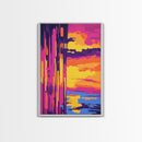 Sunset Reflections, Framed Canvas Print, Abstract Nature Art, Colorful Lake Scene, Modern Home Decor, Peaceful Wall Accent, Living Room Art