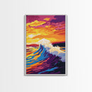 Ocean Wave, Sunset Surf, Vibrant Coastal, Beach Art, Wall Decor, Nautical Theme, Living Room, Canvas Print, Bold Colors, Surf Art