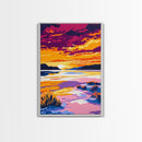 Serene Sunset, Tranquil Water, Vibrant Sky, Nature Wall Art, Canvas Print, Peaceful Lake, Bedroom Decor, Abstract Landscape