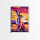 Sunset Rabbit, Colorful Animal Art, Vibrant Wildlife Print, Framed Canvas Print, Boho Wall Decor, Living Room Wall Art, Autumn Art