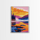 Mountain Serenity, Forest River Painting, Vibrant Landscape Art, Framed Canvas Print, Cabin Wall Decor, Outdoor Inspired Art, Rustic Style