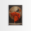 Zen Monk Art, Framed Canvas Print, Spiritual Wall Art, Taoism Decor, Sacred Geometry, Meditation Room, Buddhist Artwork, Asian Aesthetic