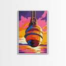 Nautical Buoy, Ocean Sunset, Coastal Art, Framed Canvas Print, Beach Wall Art, Vibrant Home Decor, Seaside Painting, Boat House Artwork
