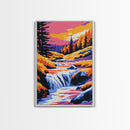 Waterfall, Autumn Landscape, Vibrant Nature, Wall Art, Canvas Print, Rustic Home Decor, Cabin Art, Fall Living Room, Colorful Art