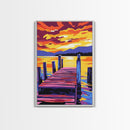 Lake Sunset, Peaceful Dock, Tranquil Evening, Canvas Print, Vibrant Landscape, Nature Home Decor, Cabin Wall Art