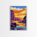 Sunset Lake, Vibrant Wall Art, Framed Canvas Print, Modern Landscape Art, Home Decor, Living Room Art, Nature Print, Fall Wall Art
