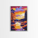 Autumn Lake, Rustic Nature Art, Framed Canvas Print, Cozy Cabin Wall Decor, Vibrant Fall Scene, Seasonal Home Art, Colorful Landscape