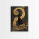 Golden Yin Yang, Framed Canvas Print, Zen Wall Art, Spiritual Energy, Feng Shui Decor, Abstract Taoist Art, Yoga Room, Asian Home Accent