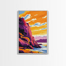 Rocky Shores, Coastal Sunset Art, Framed Canvas Print, Beach Landscape, Vibrant Home Decor, Ocean View Art, Nautical Wall Print