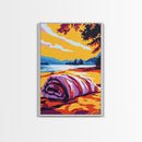 Cozy Beach, Sunset Landscape, Nature Art, Coastal Home Decor, Canvas Print, Living Room Wall Art, Vibrant Colors, Boho Aesthetic
