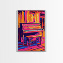 Colorful Piano Art, Music Lover Decor, Vibrant Home Wall Art, Abstract Music Art, Framed Canvas Print, Living Room Music Wall Art
