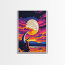 Buffalo Moon, Western Art, Vibrant Sunset, Wildlife Painting, Canvas Print, Rustic Home Decor, Cabin Wall Art, Bold Colorful Art