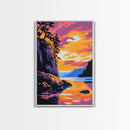 Cliffside Sunset, Mountain Lake, Nature Art, Dramatic Landscape, Canvas Print, Living Room Wall Art, Rustic Decor, Vibrant Colors