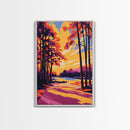 Forest Glow, Sunset, Trees, Shadows, Canvas Print, Fall Wall Art, Vibrant Landscape, Nature Painting, Cozy Living Room, Rustic Cabin Art