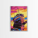 Shipwreck, Abandoned, Sunset, Canvas Print, Nautical Wall Art, Coastal Home Decor, Weathered Beauty, Beach House, Maritime Aesthetic