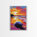png: Ocean Sunset, Beach Waves, Coastal Beauty, Vibrant Seascape, Canvas Print, Living Room Wall Art, Surf Lover Decor, Nautical Artwork