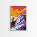 Mountain View, Snowy Peak, Alpine Scene, Bold Nature Art, Canvas Print, Wilderness Wall Decor, Adventure Home Art, Ski Lodge Aesthetic