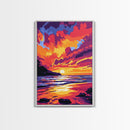Sunset Glow, Serene Waters, Scenic Landscape, Canvas Print, Modern Home Decor, Office Wall Art, Warm Color Palette, Nature Painting
