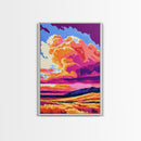 Mountain Field, Sunset Sky, Dramatic Clouds, Canvas Print, Nature Wall Art, Bold Colors, Rustic Home Decor, Warm Aesthetic, Fall Scene