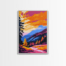 Mountain Sunset, Fall Landscape, Autumn Trees, Rustic Wall Art, Framed Canvas Print, Nature Scene, Cabin Decor, Cozy Aesthetic