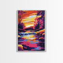 River Sunset, Serene Landscape Art, Canvas Print, Vibrant Nature Painting, Water Reflection Art, Relaxing Home Decor, Modern Wall Art