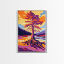 Ancient Tree, Bold Forest Art, Canvas Print, Vibrant Nature Painting, Autumn Landscape, Rustic Wall Decor, Living Room Art, Modern Style