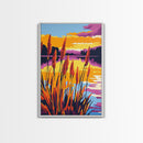 Sunset Reeds, Tranquil Nature Art, Canvas Print, Landscape Painting, Warm Color Wall Decor, Living Room Art, Serene Home Aesthetic
