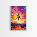 Celestial Star, Cosmic Art, Surreal Sunset Painting, Boho Wall Art, Framed Canvas Print, Astrology Art, Bedroom Decor