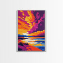 Sunset Glow, Scenic Painting, Colorful Art, Beach Landscape, Framed Canvas Print, Bedroom Wall Art, Bohemian Home Decor, Nature Wall Art