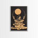 Meditation Art, Zen Moon, Spiritual Artwork, Mystical Wall Decor, Canvas Print, Minimalist Wall Art, Yoga Studio, Serene Black and Gold