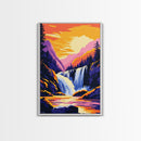 Waterfall Art, Scenic Nature Painting, Landscape Decor, National Park Print, Wilderness Scene, Framed Canvas Print, Living Room Art