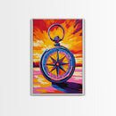 Compass Art, Adventure Theme, Travel Wall Decor, Nautical Aesthetic, Wanderlust Print, Office Inspiration, Framed Canvas Print, Gift