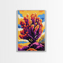 Desert Tree Painting, Vibrant Nature Wall Art, Colorful Cactus Art, Southwestern Canvas Print, Living Room Wall Art, Boho Home Decor