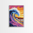 Ocean Wave Painting, Vibrant Seascape Wall Art, Colorful Beach Print, Surf Canvas Print, Coastal Home Decor, Nautical Wall Art
