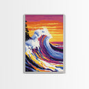 Big Wave Art, Colorful Ocean Painting, Surf Canvas Print, Coastal Beach Wall Decor, Modern Seascape Art, Nautical Home Wall Art