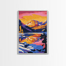 Mountain Lake Art, Colorful Nature Painting, Vibrant Landscape Canvas Print, Rustic Wall Art, Cabin Decor, Living Room Wall Art