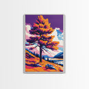 Lone Tree Painting, Colorful Nature Wall Art, Vibrant Landscape Canvas Print, Rustic Home Decor, Living Room Wall Art, Boho Art