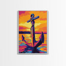Anchor Sunset Art, Canvas Print, Nautical Wall Decor, Maritime Artwork, Coastal Sunset, Ocean Lover Gift, Modern Seascape, Beach House