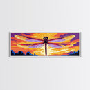Dragonfly Art, Sunset Canvas Print, Nature Decor,  Colorful Framed Canvas, Boho Wall Art, Vibrant Bedroom Art, Insect Illustration,
